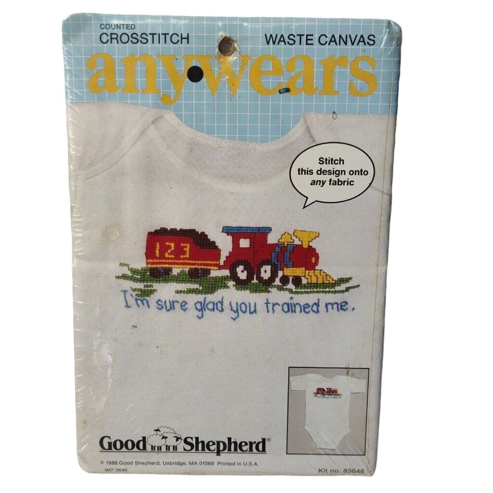 Good Shepherd Anywears Train Counted Crosstitch Kit 1988 Vintage #83646 NEW